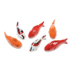Art/Artifact Ceramic Floating Koi Fish, Set of 6 Multi-Colored Goldfish