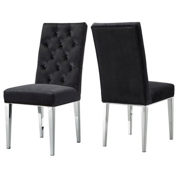 Juno Velvet Dining Chair (Set of 2), Black