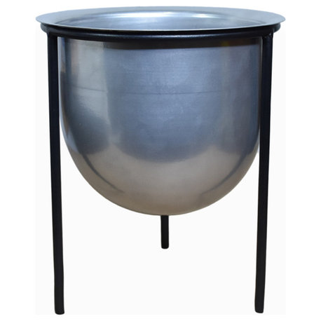 Handmade 100% Iron Round Modern Planters Pot, Silver