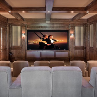 Inspiration for a classic home cinema in Houston.