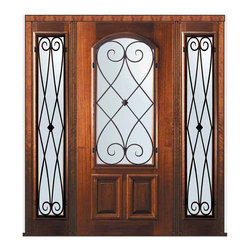 Prehung Sidelites Door 80 Mahogany Charleston Arch Lite - Front Doors