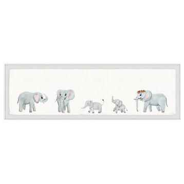 "Elephants Meet" Framed Painting Print, 30x10