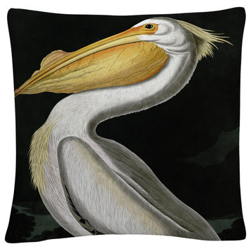 John James Audubon 'American White Pelican' Decorative Throw Pillow