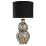 StyleCraft - Reef Table Lamp Gold And Silver Finish On Resin Body Hardback Shade - Give a boost to interior spaces with the Reef Table Lamp by Harp and Finial, where organic shapes and metallic finishes combine to create an exceptional transitional aesthetic. Featuring a gold resin body overlaid with a silver reef-like covering and topped with a hardback shade, this table lamp is a standout. Showcase this table lamp in a living room or bedroom setting to enhance modern decor.