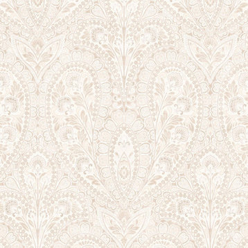 Paisley Floral Wallpaper, Beige, Sample