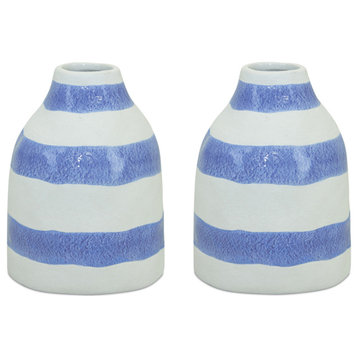 Vase, Set of 2, 5.25"Lx6.75"H Ceramic