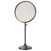 small round makeup mirror on a stand with built in lighting #makeup #mirror  #vanity #table