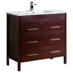 Inolav - Bathroom Vanity Morris 36" with Porcelain Sink Top, Dark Walnut - Capture the best of modern and transitional style with the Morris bathroom vanity. It features an abundance of soft close drawers for easy and convenient access of the everyday toiletries. The sleek look of the Morris vanity gets completed with our beautiful and easy to grab drawer hardware in Brushed Nickel finish.