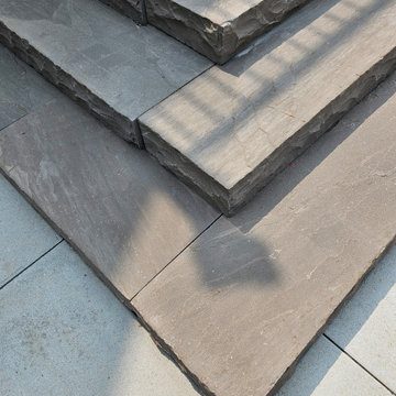 India Sandstone Steps Built on Reinforced Concrete Pad