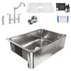 Lange Stainless Steel 32" Single Bowl Farmhouse Kitchen Sink with Bridge Faucet