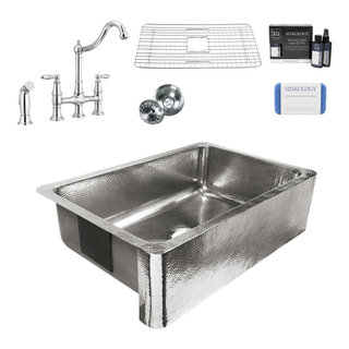 Transolid SilQgranite Cafe Latte Granite Composite 33 in. Single Bowl Farmhouse Apron Kitchen Sink with Accessories