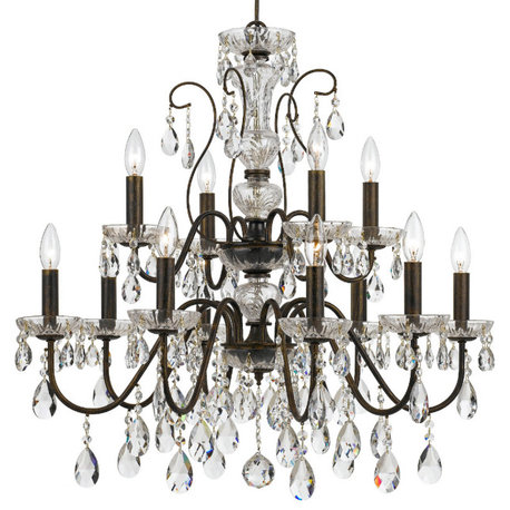 Crystorama 3029-EB-CL-MWP 12 Light Chandelier in English Bronze