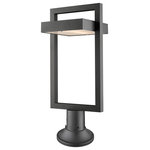 Z-Lite - Z-Lite 566PHBR-553PM-BK-LED Luttrel 1 Light Outdoor Pier Mount in Black - A lighthearted ambiance follows this elegantly designed outdoor pier mounted fixture. Clean, modern lines in an open rectangular shape show off the beauty of black finish aluminum and a frosted glass shade.