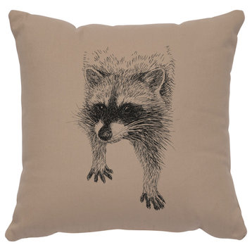 Image Pillow 16x16 Raccoon Cotton Alabaster