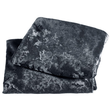 Crushed Velvet Pillow Cover 2 Piece Set, Gun Metal, 14" X 26"