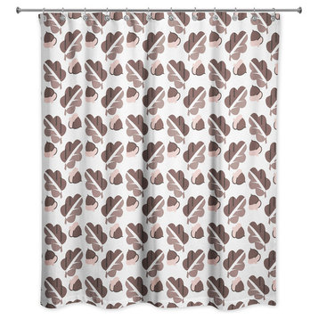 Acorns and Leaves Pattern in Brown Shower Curtain