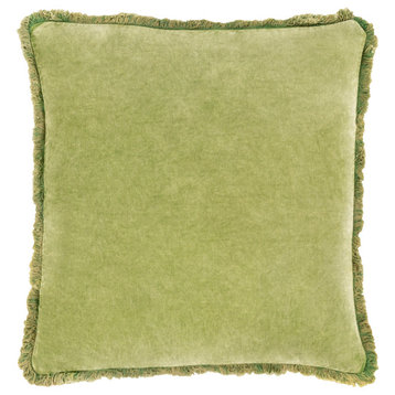 Washed Cotton Velvet WCV-001 Pillow Cover, Lime, 18"x18", Pillow Cover Only