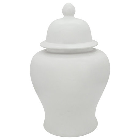 28" Temple Jar, Matte White