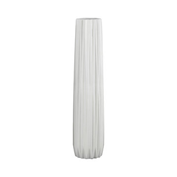 Ceramic Vase, Matte White, 5"x5"x23.5"