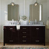 ARIEL Cambridge 73" Oval Sinks Bath Vanity Carrara Marble, Espresso