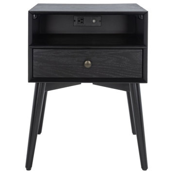 Safavieh Scully Nightstand With USB, Black/Antique Gold