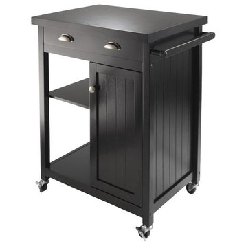 Winsome Wood Timber Kitchen Cart With Wainscot Panel