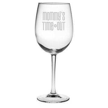 "Mommy's Time Out" Wine Glasses, Set of 4
