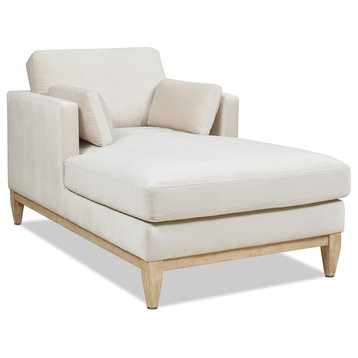 Knox 65" Modern Farmhouse Velvet Upholstered Chaise Lounge Chair, French Beige