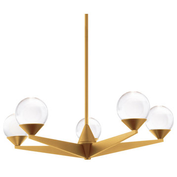Modern Forms PD-82024 Double Bubble 5 Light 22"W LED Globe - Aged Brass
