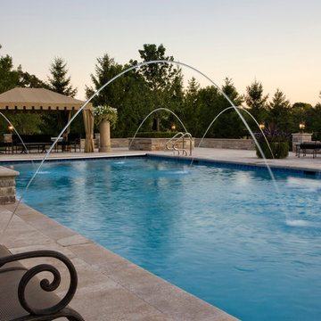 Lake Forest, IL Swimming Pool and Raised Hot Tub with Laminar Fountains