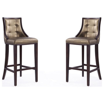 Fifth Avenue Bar Stool in Bronze and Walnut (Set of 2)