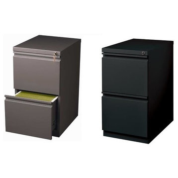 2 Piece Value Pack Mobile Filing Cabinet in Med Tone and Black