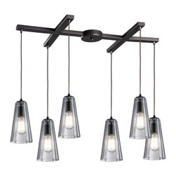 Elk Lighting - Menlow Park 6-Light Cone Pendant Lighting, Oiled Bronze - Pendant Lighting