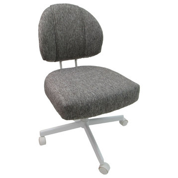 Swivel Caster Chair on Wheels, Mojave Gray, White Metal Frame