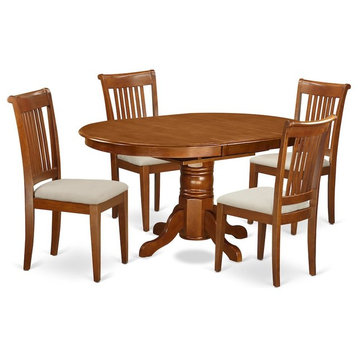 5-Piece Set Avon With Leaf And 4 Cushiad Chairs In Saddle Brown