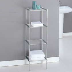 Metro Four-Tier Chrome Bath Shelf - Bathroom Cabinets