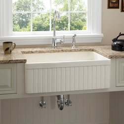 30" BALDWIN FIRECLAY FARMHOUSE SINK - FLUTED APRON - BISCUIT - Kitchen Sinks