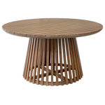 Armen Living - Escondido Outdoor Patio Round Dining Table, Light Eucalyptus Wood - Introducing the Escondido Outdoor Patio Round Dining Table  a captivating synthesis of classic elegance and modern design meticulously crafted to enhance your outdoor dining experience. This exceptional dining table seamlessly blends the timeless allure of light Eucalyptus wood with the practicality of water-resistant and UV-resistant features, creating a versatile and enduring piece of outdoor furniture. The light Eucalyptus wood of the Escondido Dining Table adds a touch of natural charm to your patio, infusing your outdoor space with a warm and inviting ambiance. Eucalyptus wood, renowned for its durability and resistance to the elements, ensures that this dining table maintains its beauty even in the face of changing weather conditions. Designed for outdoor durability, this round dining table boasts water-resistant and UV-resistant features, promising longevity and style through various seasons. Whether bathed in sunlight or facing unexpected rain, the Escondido Dining Table stands as a steadfast and stylish centerpiece for your outdoor gatherings. The round shape of the table promotes a convivial dining experience, allowing everyone to engage in conversation and enjoy the outdoors together. Its spacious surface provides ample room for a delightful spread of food and drinks, making the Escondido Round Dining Table a functional and stylish focal point for your patio. Elevate your outdoor dining aesthetic with the Escondido Outdoor Patio Round Dining Table in Light Eucalyptus Wood. Its distinctive design not only enriches your patio but also provides a durable and stylish addition to your outdoor furniture ensemble.