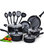 Cook N Home 15 Piece Non stick Black Soft handle Cookware Set