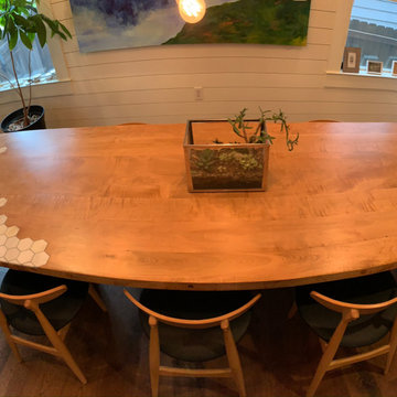 Custom Birdseye Maple Dining Table with Tile Inlay