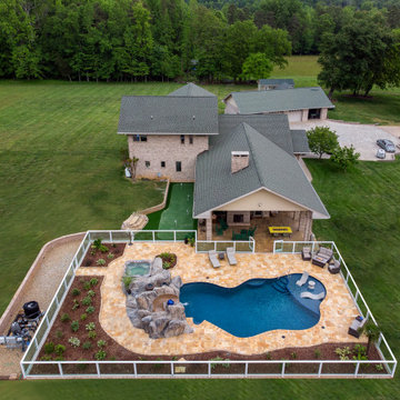 Vineyard View Pool with Custom Side and Artificial Boulder Work