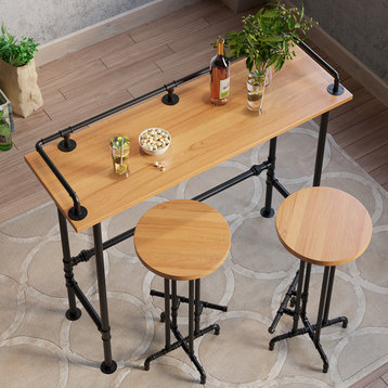 39.4" Industrial Rectangular Wood Bar Height Table Kitchen Breakfast Bar Table
