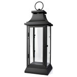 Serene Spaces Living - Serene Spaces Living Black Hampton Lantern, Available in 3 Sizes, Small - This square glass hurricane is one of our popular styles, featuring black colored iron frames and clean glass panels. Perfect whether you are creating a beautiful tablescape centerpiece or looking for rustic décor for a special event. Light up the aisle or runway at your wedding for a breathtaking entrance. Light up your back porch / patio or add the perfect touch of low light to your living room. The chic color and shape of the black lanterns add a stylish detail to any space. You can showcase these modern lanterns on their own as alternative centerpieces or position them among flower arrangements on your tables. Perhaps you can choose to line your wedding entrance with our glowing candles lanterns. Sold individually, this big black lantern measures 15" Tall, 5" Long, 5" Wide. When seeking products made with love that give your home or office a touch of warmth in a simple package, Serene Spaces Living is the perfect choice.