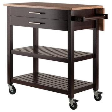 Winsome Langdon Transitional Solid Wood Kitchen Cart in Cappuccino