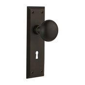 New York Plate Interior Mortise New York Door Knob, Oil-Rubbed Bronze
