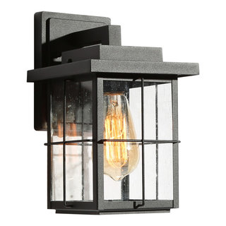 LNC Craftsman 13.5 in. H 1-Light Textured Black Outdoor Wall