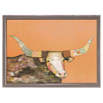 "Longhorn on Orange" Mini Framed Canvas by Eli Halpin