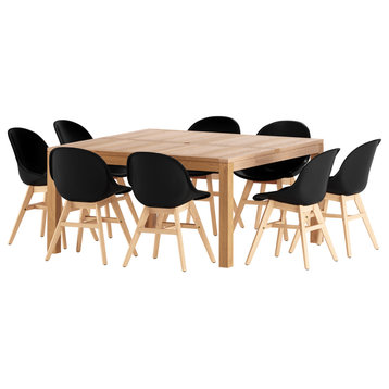 Amazonia 9 Piece Square Patio Dining Set, /Black Plastic/Resin Chairs