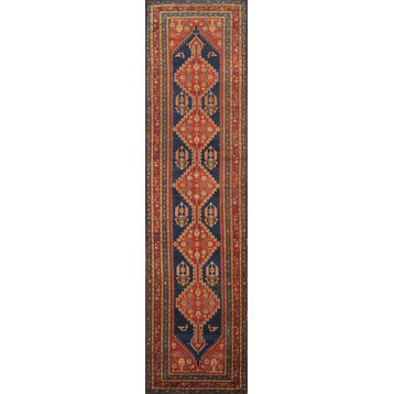 Pasargad Home Antique Malayer Collection Hand-Knotted Wool Runner- 4' 0"x 14' 0"