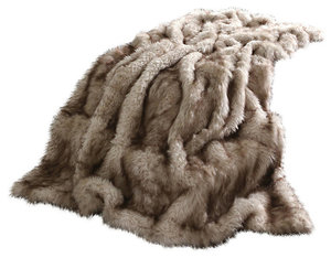 Luxe Faux Fur Throw Blanket, Champagne Fox, 58"x84"